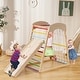 preview thumbnail 1 of 5, 6-in-1 Wood Jungle Gym Climbing Play Set with Double-sided Ramp
