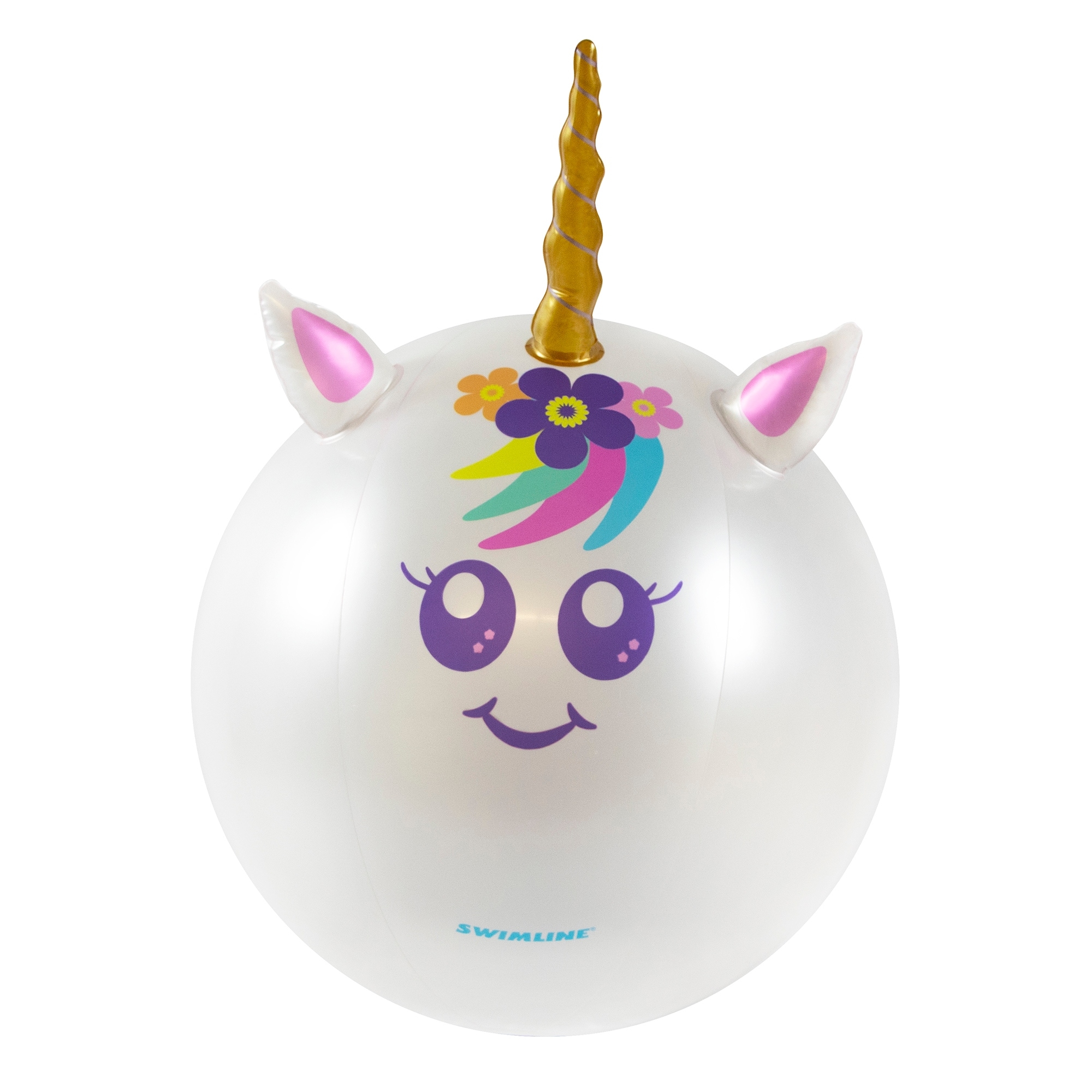 29" Inflatable Rainbow Unicorn Beach Ball with Horn