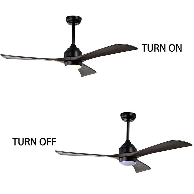 52 inch Smart Ceiling Fan Light with Remote Control with 3 Wood Blades,Flush Mount,Dimmable LED