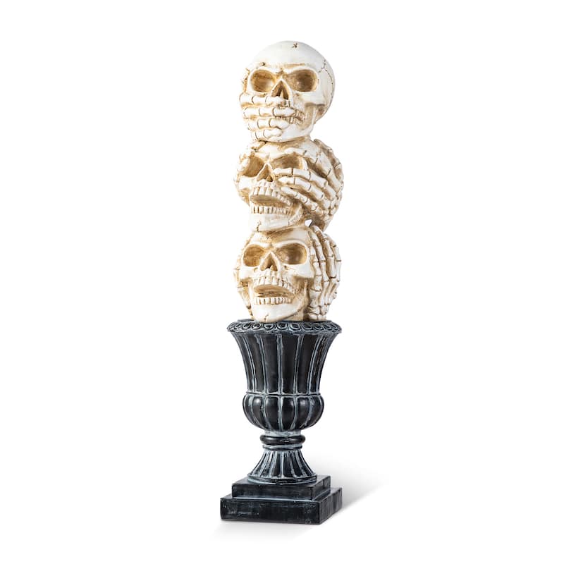 Glitzhome 18''H Halloween Resin Stacked Skull Table Decor