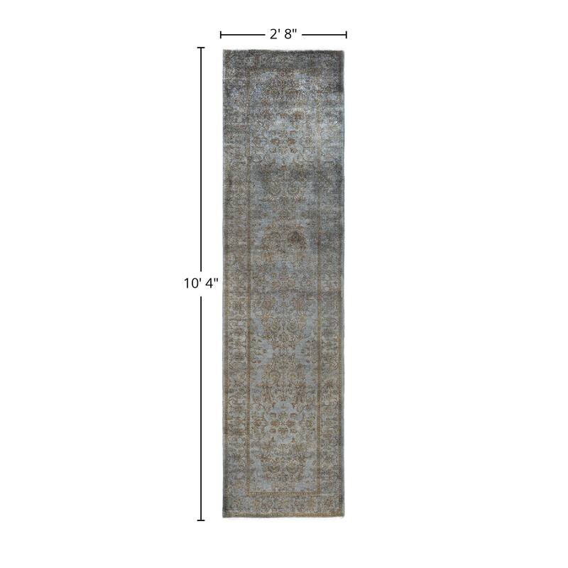 Fine Vibrance One-of-a-Kind Hand-Knotted Runner Rug - Gray, 2' 8" x 10' 4" - 2' 8" x 10' 4"
