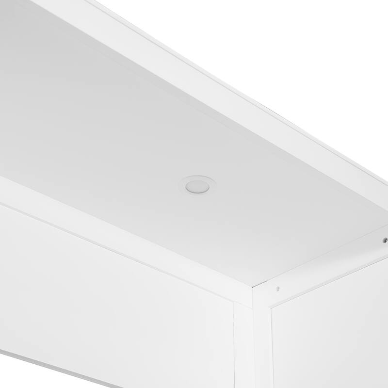 Space-Saving Murphy Bed with Built-In Desk, Closet, and Drawers, White