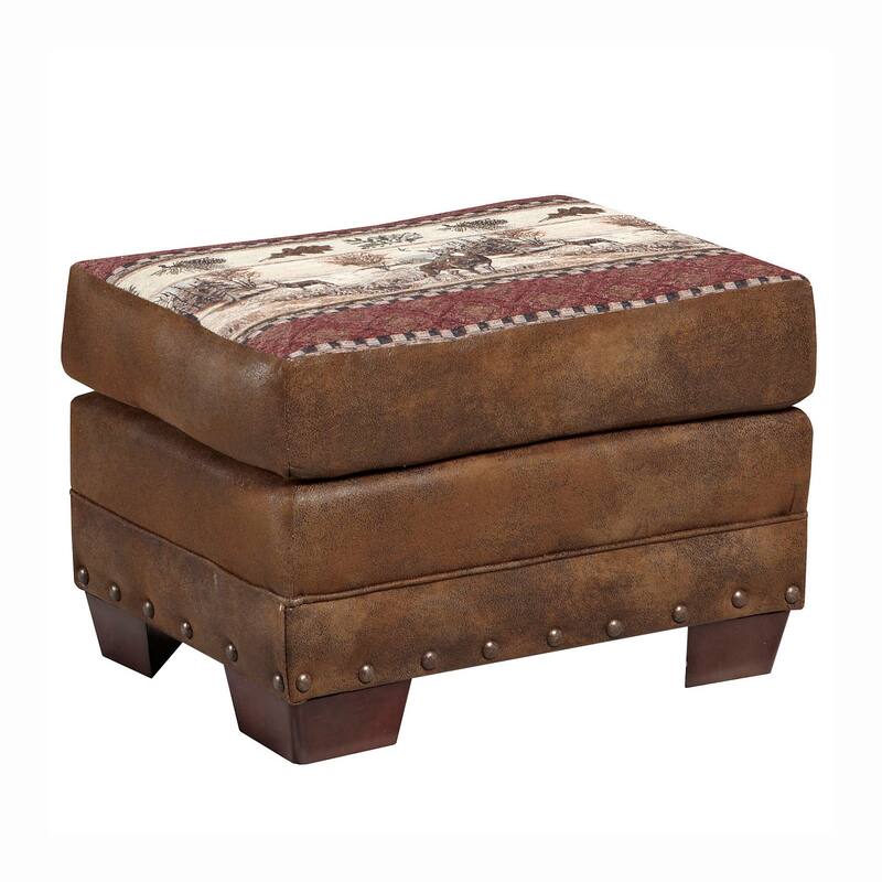 Brown Tapestry Deer Valley Lodge Ottoman