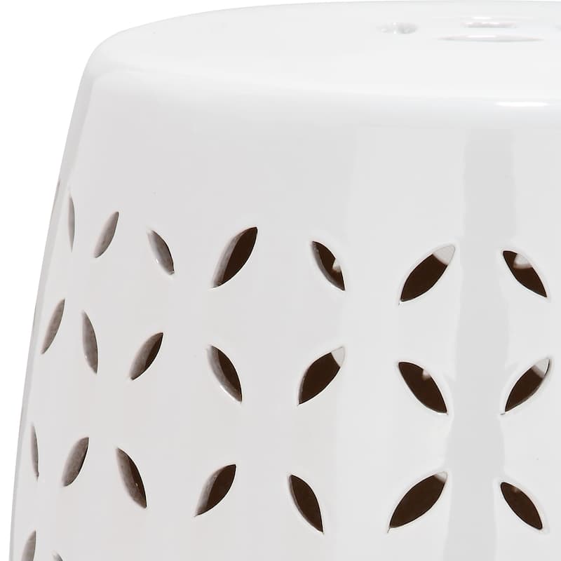 SAFAVIEH Paradise Oihane Zen White Ceramic Decorative Garden Stool