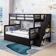 preview thumbnail 14 of 28, Twin Over Full Size Wood Bunk Bed with Twin size Trundle, Stairway, Storage and Guard Rail Espresso