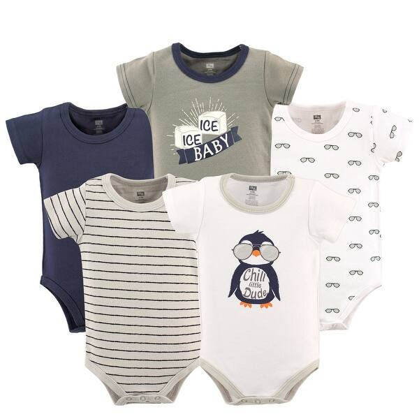 slide 1 of 1, Hudson Baby Infant Boy Cotton Bodysuits 5pk, Chill Dude 0-3 Months - Chill Dude