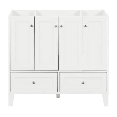 36'' Freestanding Bathroom Vanity without Sink, Solid Wood Frame Bathroom Storage Cabinet with 2 Drawers and 4 Soft-Close Doors