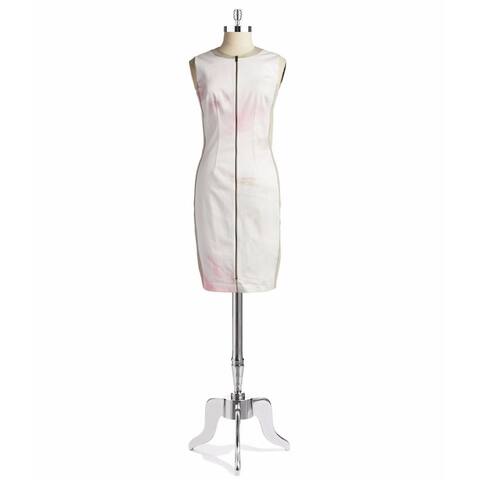 Shop T Tahari Avani White Printed Sleeveless Front Zip