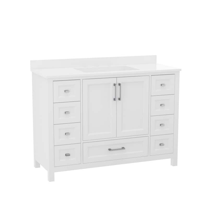 Bathroom Vanity with Sink, Storage Cabinet, and 9 Drawers - 19"D x 48"W x 37.75"H