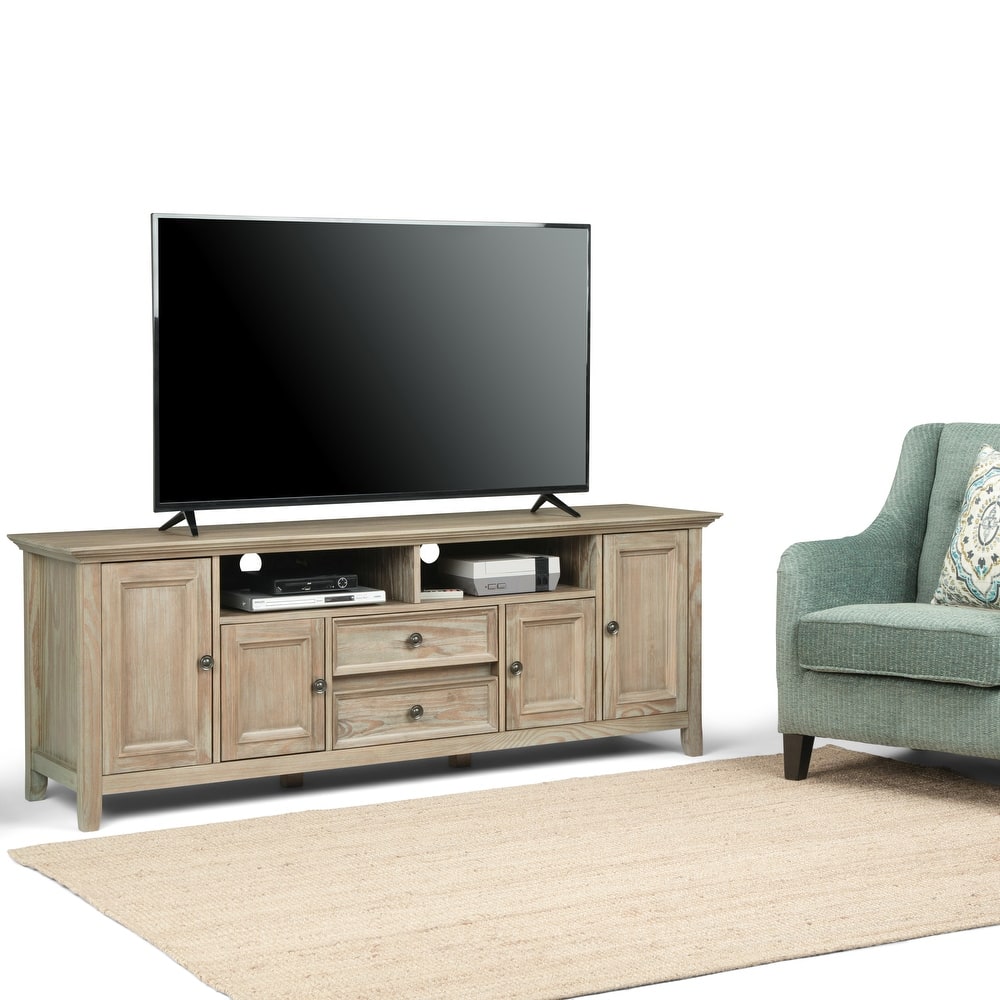 WYNDENHALL Halifax 72 inch Wide Solid Wood Transitional TV Stand - 72"w x 19"d x 26" h