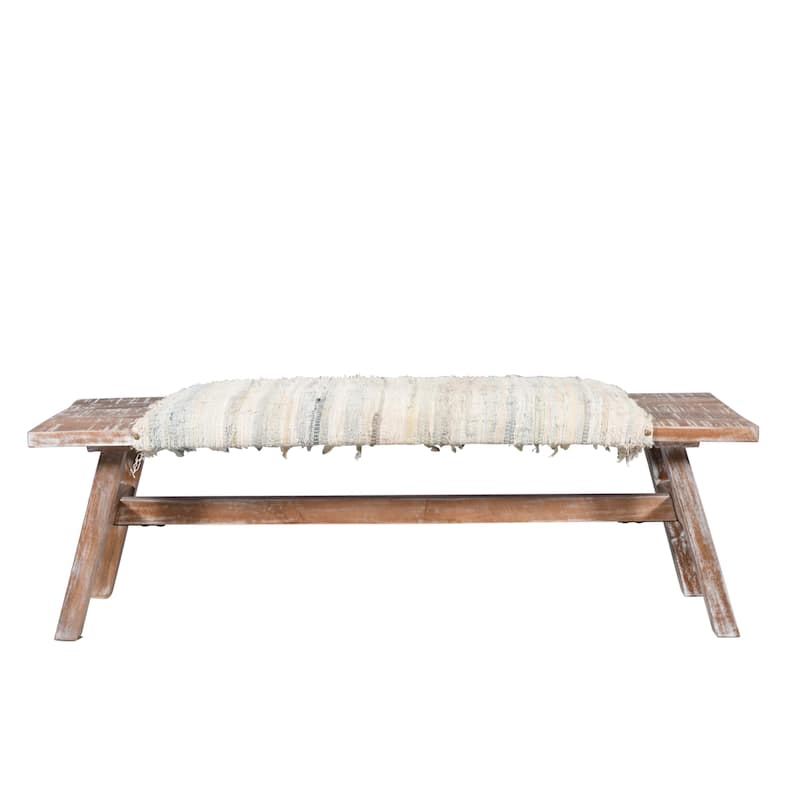 Sevita Brown/Multi Striped Accent Bench - 50" L x 16.5" W x 18" H - 50" L x 16.5" W x 18" H - Brown/Multi