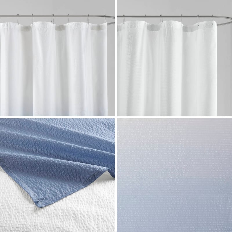 Madison Park Loire Ombre Printed Seersucker Shower Curtain