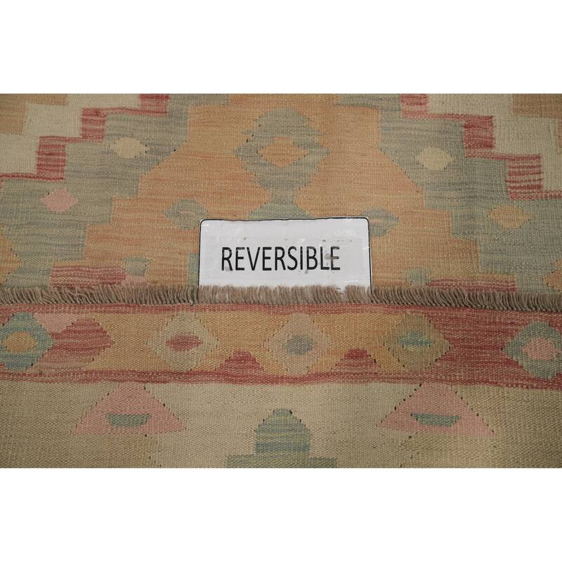 Hand Woven Oriental 100% Wool Carpet Southwestern Tribal Multi-Colored Kilim Area Rug - 8' 0'' X 5' 1''