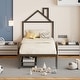 preview thumbnail 68 of 75, Metal Platform Bed with 2 Drawers, Bedroom Kids Bed Frame with House-Shaped Headboard Design and Support Slats, Easy Assembly