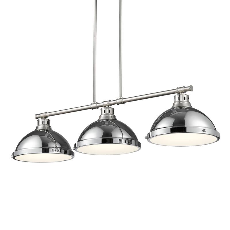 Yep by Golden Lighting Duncan 3-light Island Light in Pewter and Chrome shade