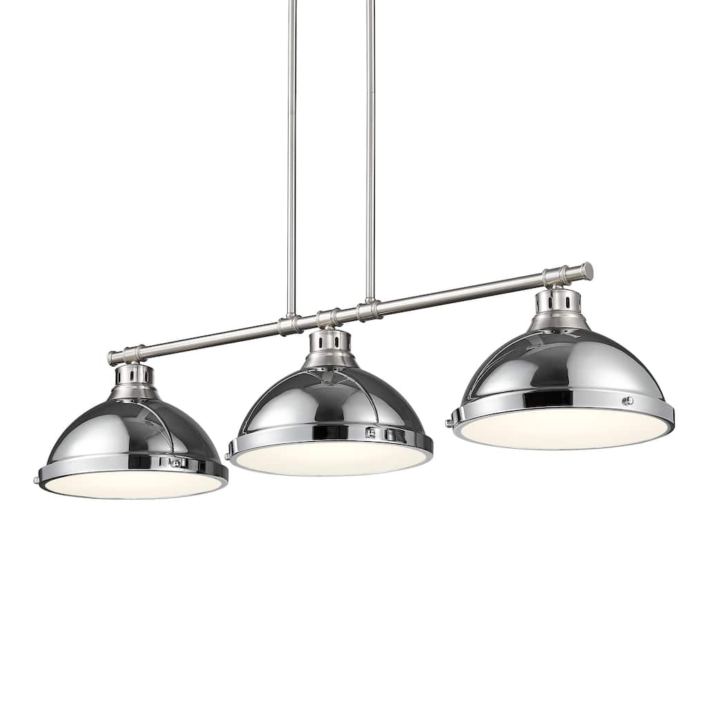 Yep by Golden Lighting Duncan 3-light Island Light in Pewter and Chrome shade
