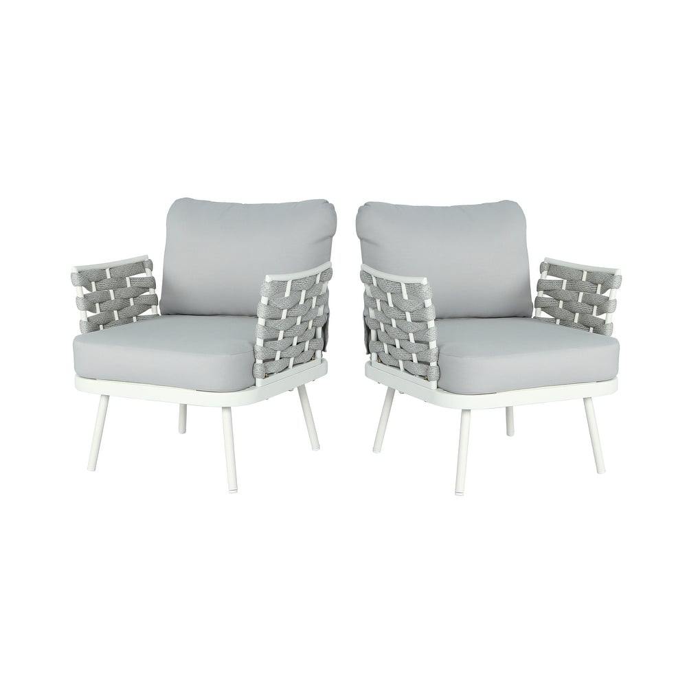 Roomfitters Outdoor Steel Club Chair with Cushions, Set of 2