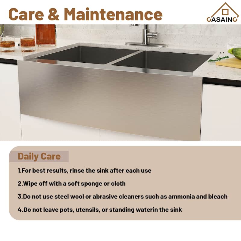 33 in. Farmhouse/Apron-Front Double Bowl 18 Gauge Brushed Stainless Steel Kitchen Sink with Bottom Grid and Strainer