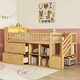 preview thumbnail 1 of 20, Wooden Loft Bed with Hanging Rod, LED, Bookshelf, Stairs, Storage Drawers and Shelves, Twin Size Natural