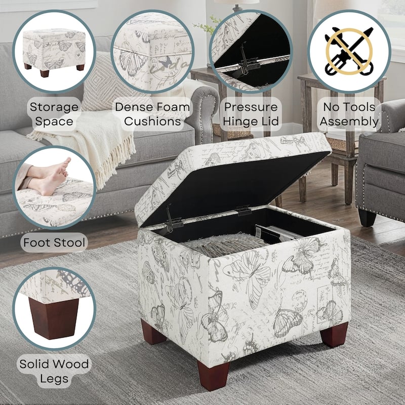 Upholstered Storage Ottoman with Padded Cushion and Hidden Storage Compartment for Functional Living Room Use