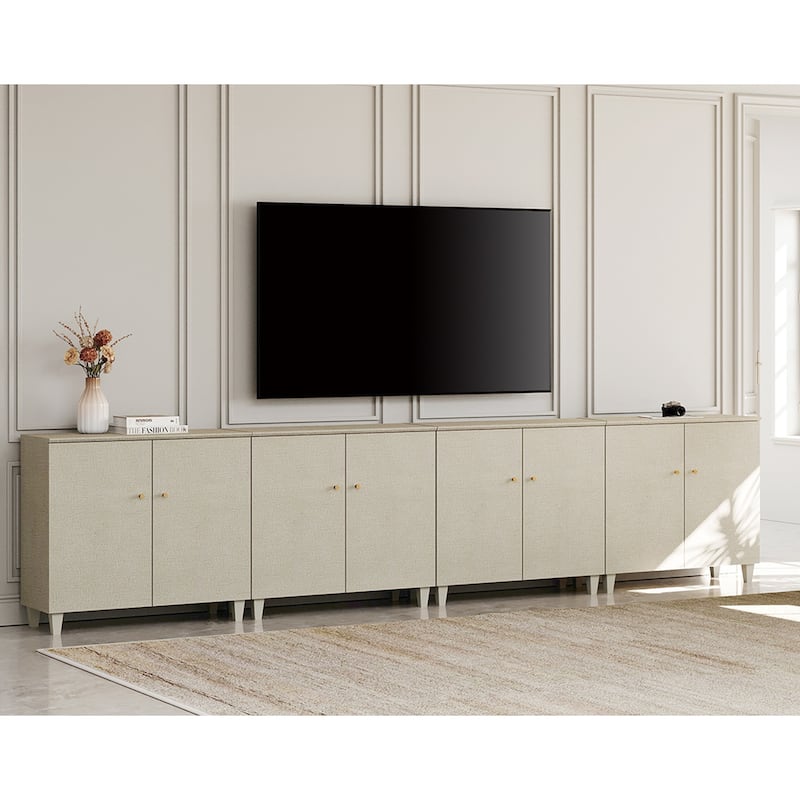 WAMPAT Wide TV Stand Cabinet, Entertainment Center with Doors, 32.4"H