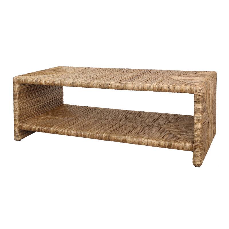 NPD Furniture Kanza Handwoven Abaca Coffee Table with Open Shelf - Rectangular