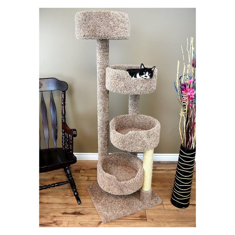 Large Cat Tower with Four Spacious Easy-to-Access Perches and Sturdy Base for Playful Indoor Cats
