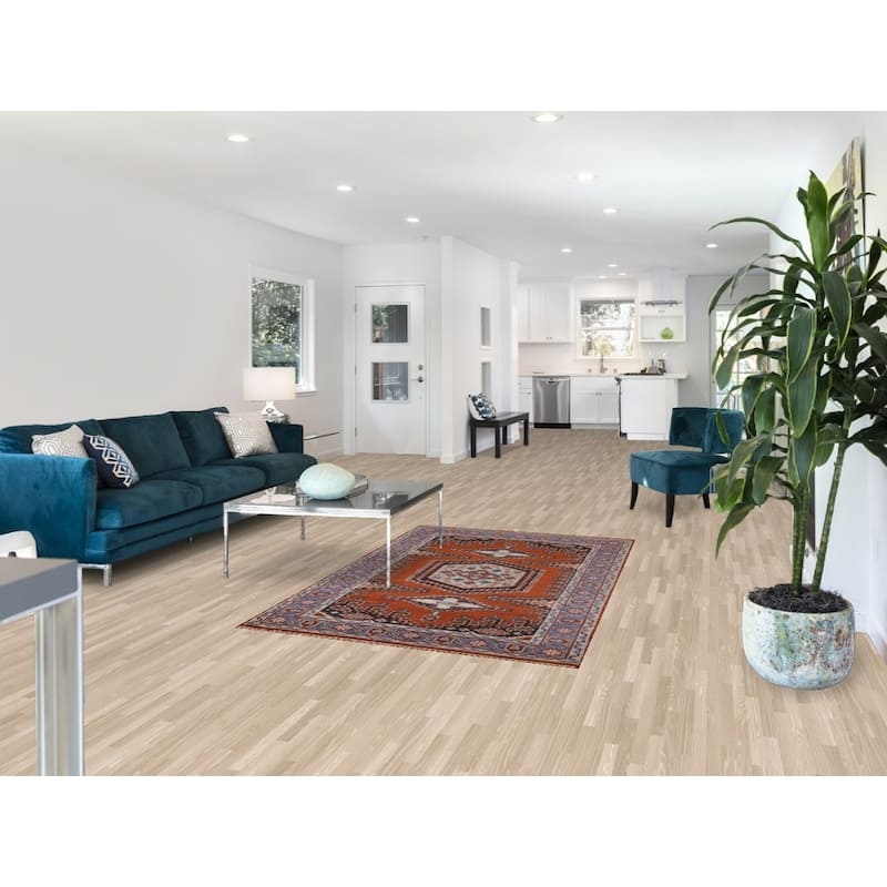 Orange Geometric Viss Indian Area Rug Hand-Knotted Wool Carpet - 4'0"x 6'3"