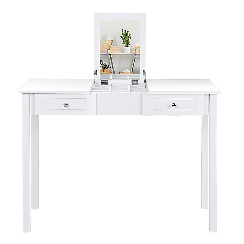 Costway Vanity Table Dressing Table Flip Top Desk Furniture White