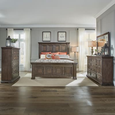 Liberty Furniture Big Valley Panel Bed, Dresser, Mirror, Chest - California King, King or Queen