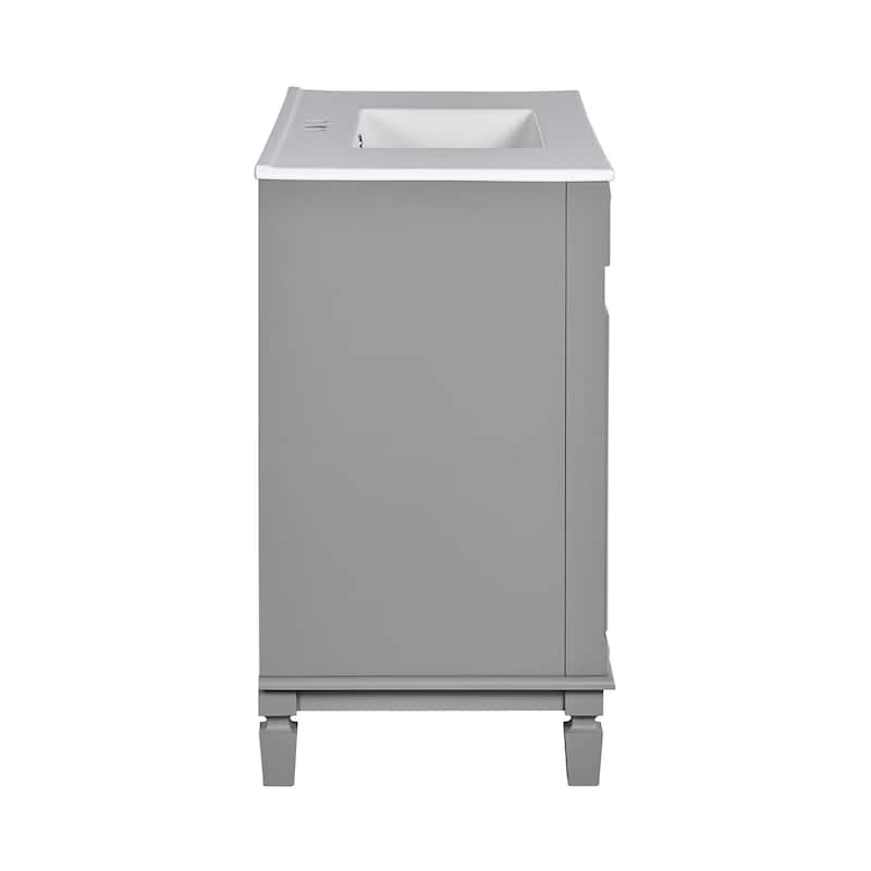 Bathroom Vanity with Top Sink, Bathroom Storage Cabinet with 2 Soft Closing Doors, Sink Vanity Cabinet Set with 2 Drawers