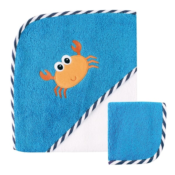 slide 1 of 1, Luvable Friends Baby Boy Cotton Hooded Towel and Washcloth, Crab, One Size - Crab - One Size One Size - Crab
