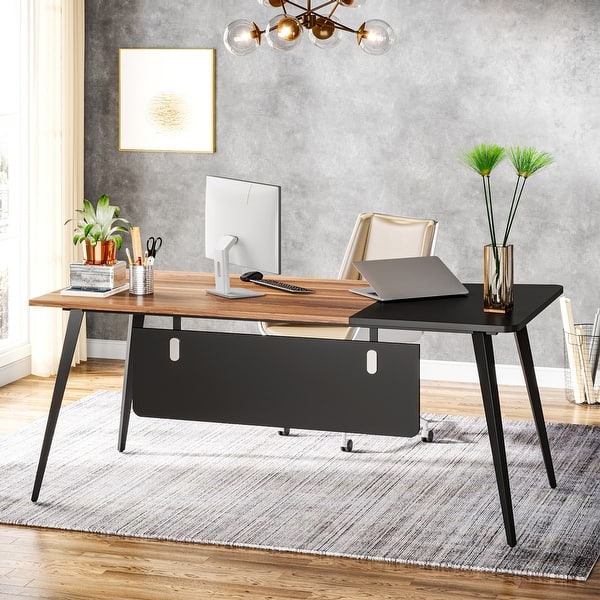Computer Desk Small Office Desk 40 Inch Writing Desks Small Space Desk  Study Table Modern Simple Style Work Table with Storage Bag Iron Hook  Wooden