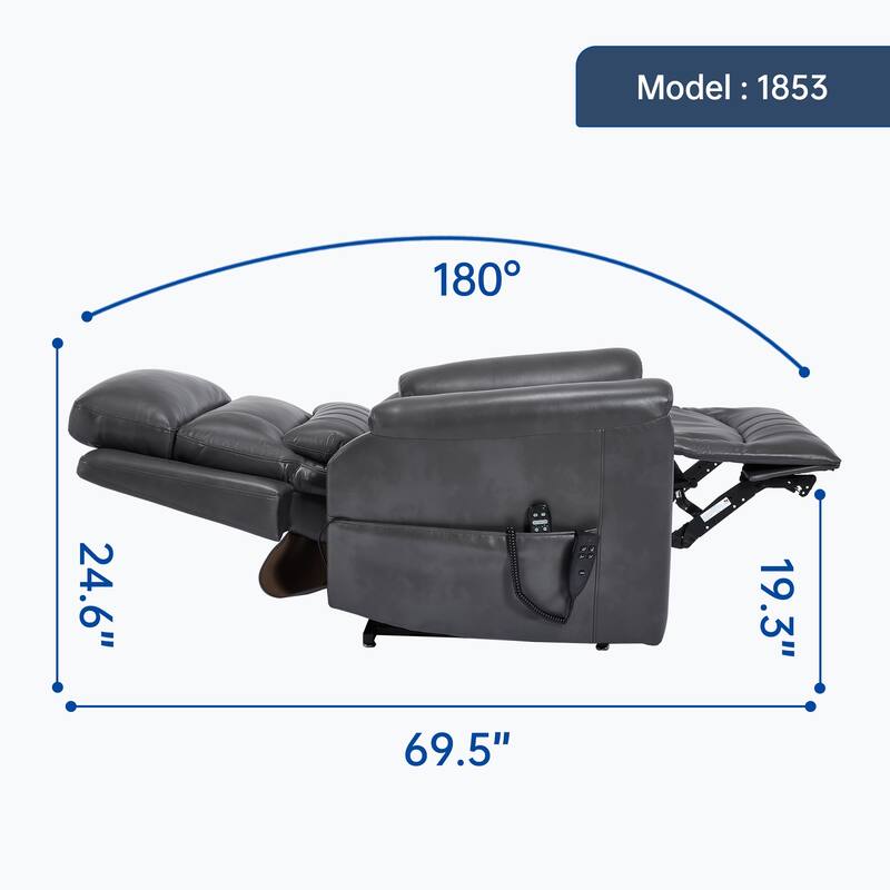 350 Lbs Leatherair Power Lift Recliner Chair, Heavy Duty Motion Mechanism With 8-Point Vibration Massage And Lumbar Heating