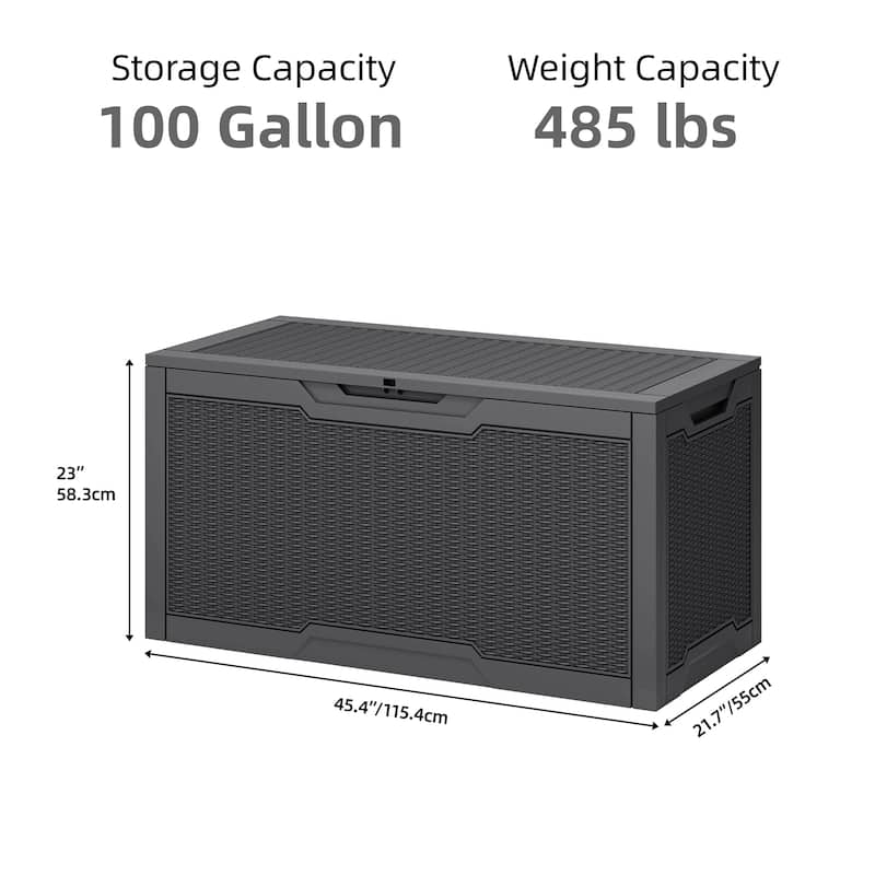 100 Gallon Outdoor Storage Waterproof Deck Box - N/A