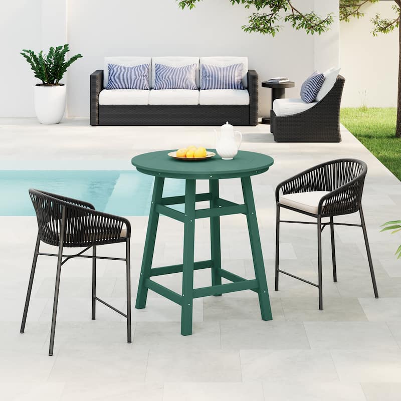 Polytrends Laguna Hdpe All Weather Outdoor Patio 35" Round Counter Table - Dark Green