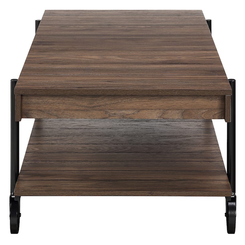 Hyssop Farmhouse Steel 2-Piece Coffee Table Set with Shelf by Furniture of America