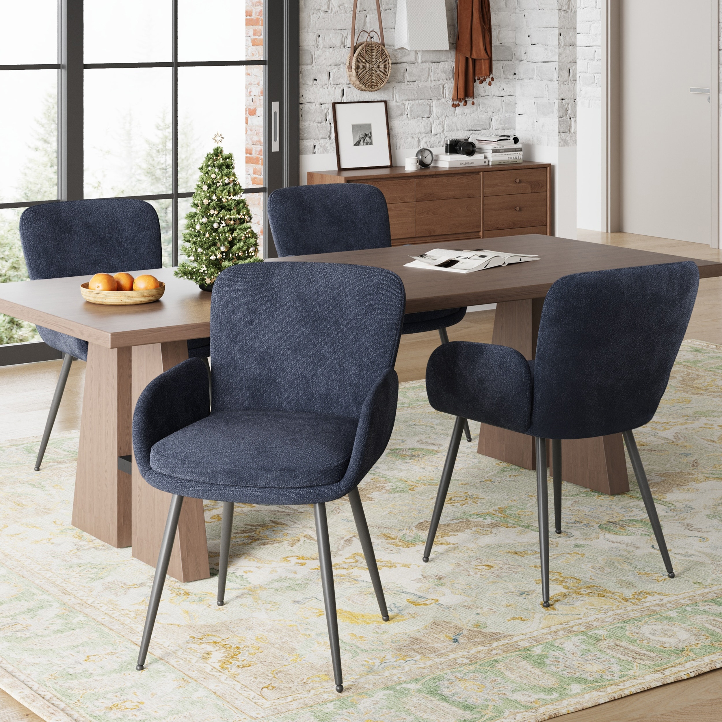 Modern Upholstered Dining Chairs / Kitchen Chairs / Living Room Chairs with Black Metal legs