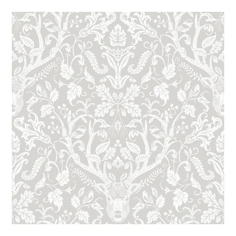 Chesapeake Kiwassa Taupe Antler Damask Wallpaper - 20.5 x 396 x 0.025