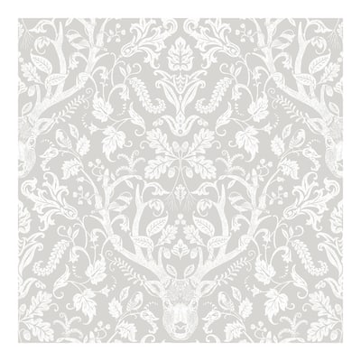 Chesapeake Kiwassa Taupe Antler Damask Wallpaper - 20.5 x 396 x 0.025