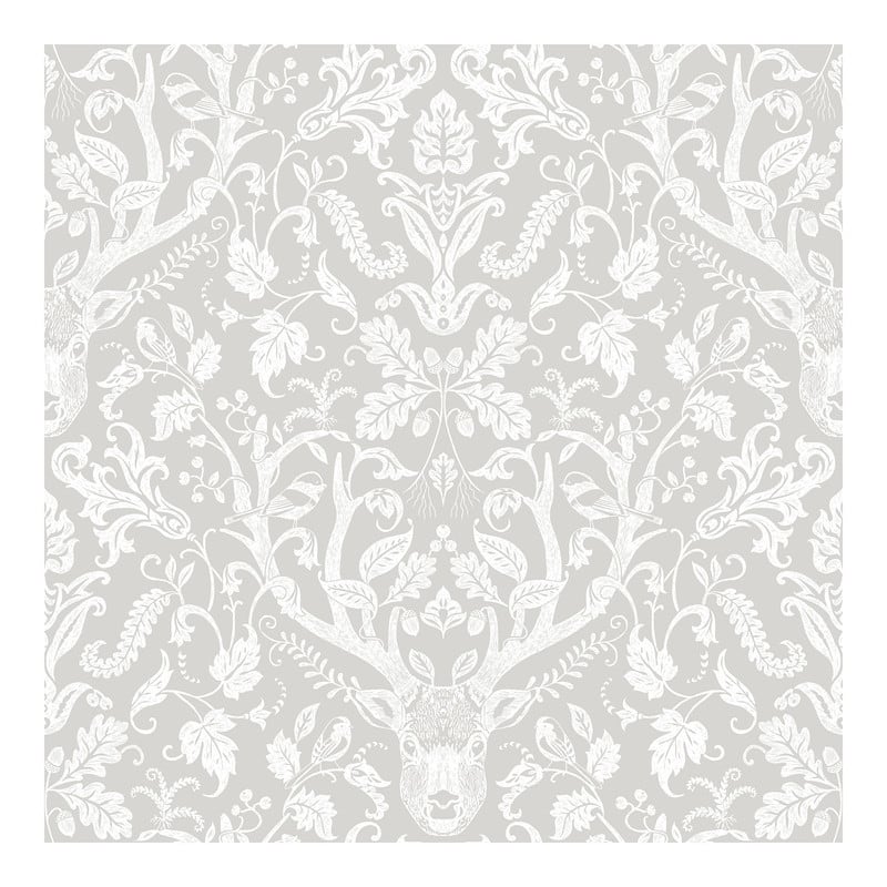 Chesapeake Kiwassa Taupe Antler Damask Wallpaper - 20.5 x 396 x 0.025