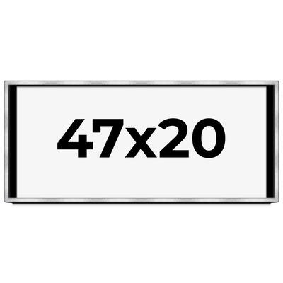 47x20 Shadow Box Frame Silver | 1.375 Inches Deep Real Wood