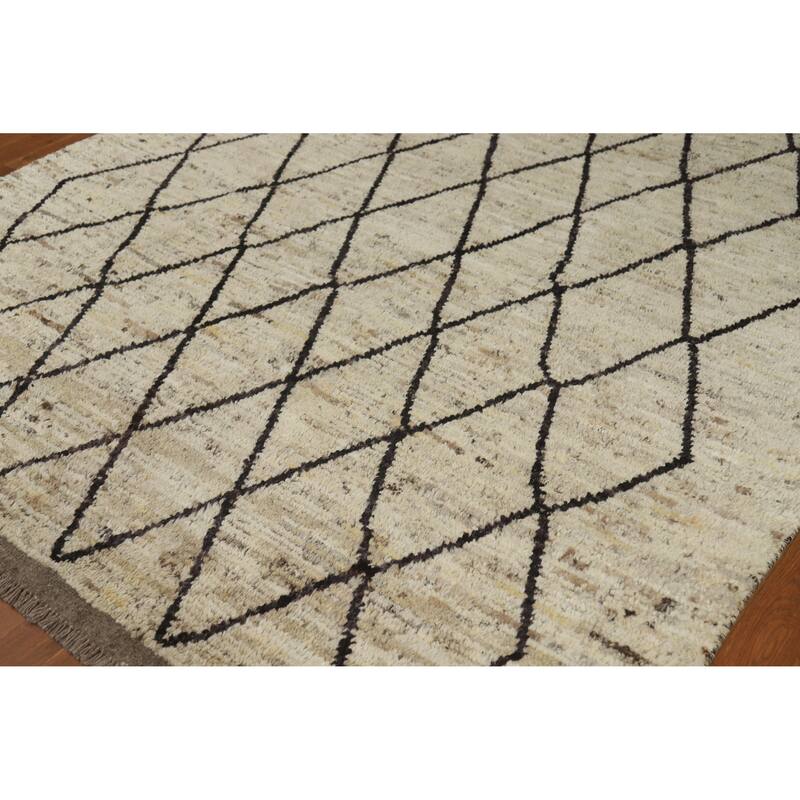 Trellis Moroccan Oriental Area Rug Handmade Wool Carpet - 6'7" x 10'0"