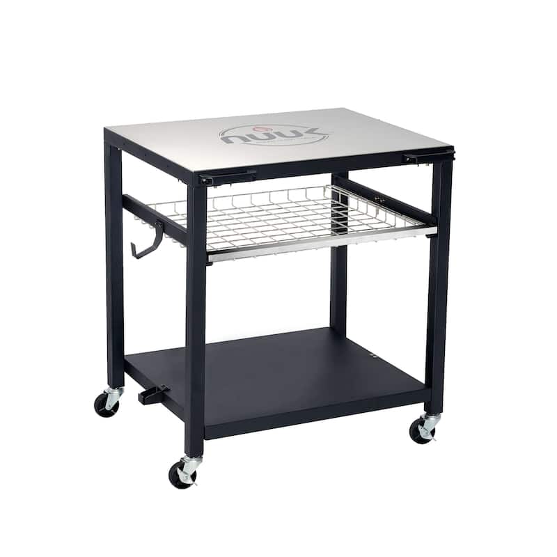 NUUK Deluxe 30" Outdoor Stainless Steel Pizza Oven Table, Grill Cart and Prep Station