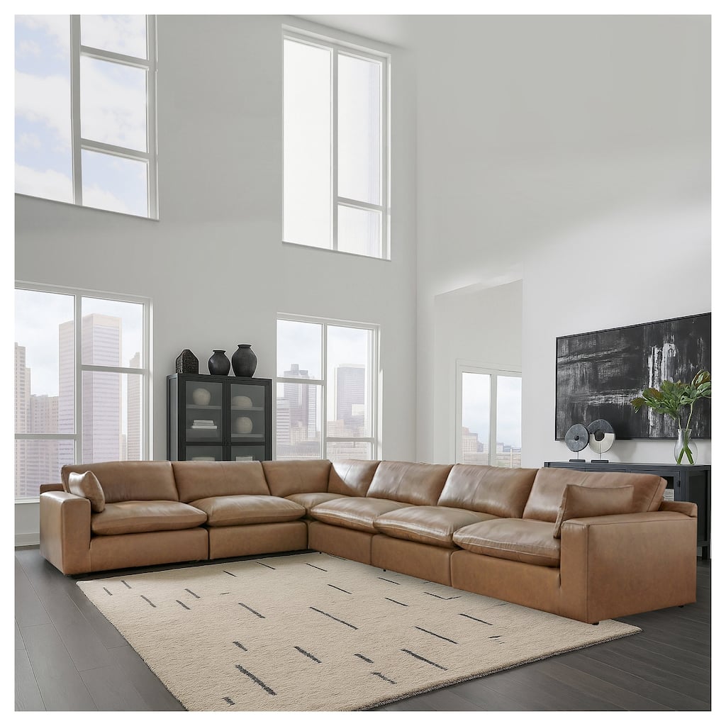 Signature Design by Ashley Emilia Medium Brown 6-Piece Sectional - 170"W x 130"D x 36"H