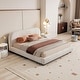 preview thumbnail 41 of 94, Upholstered Platform Bed with Curve-Shaped Design Headboard