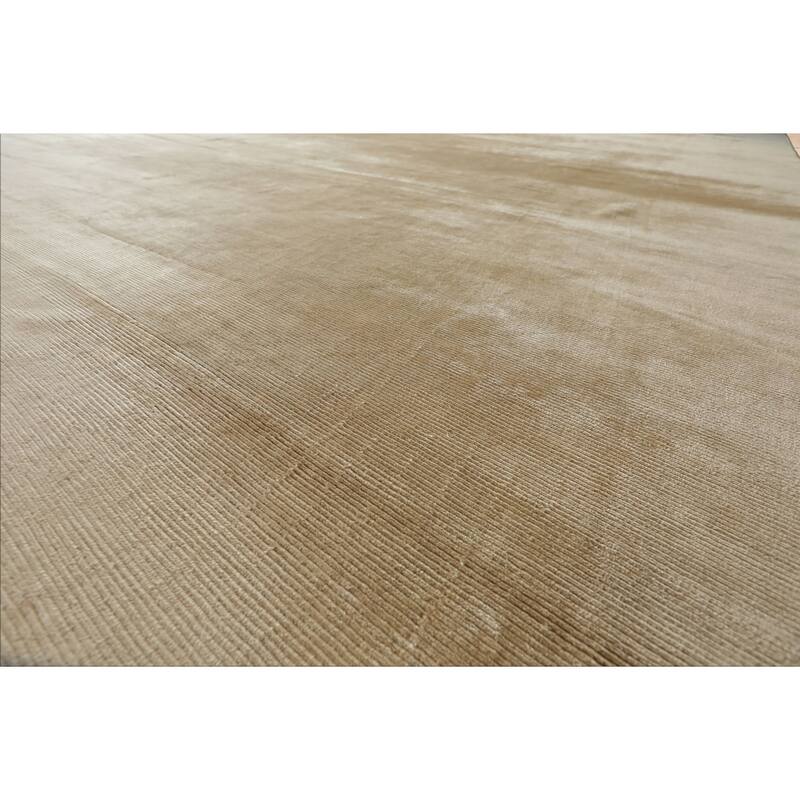 Multi Size Hand Knotted Beige Tibetan Silk Contemporary Rug