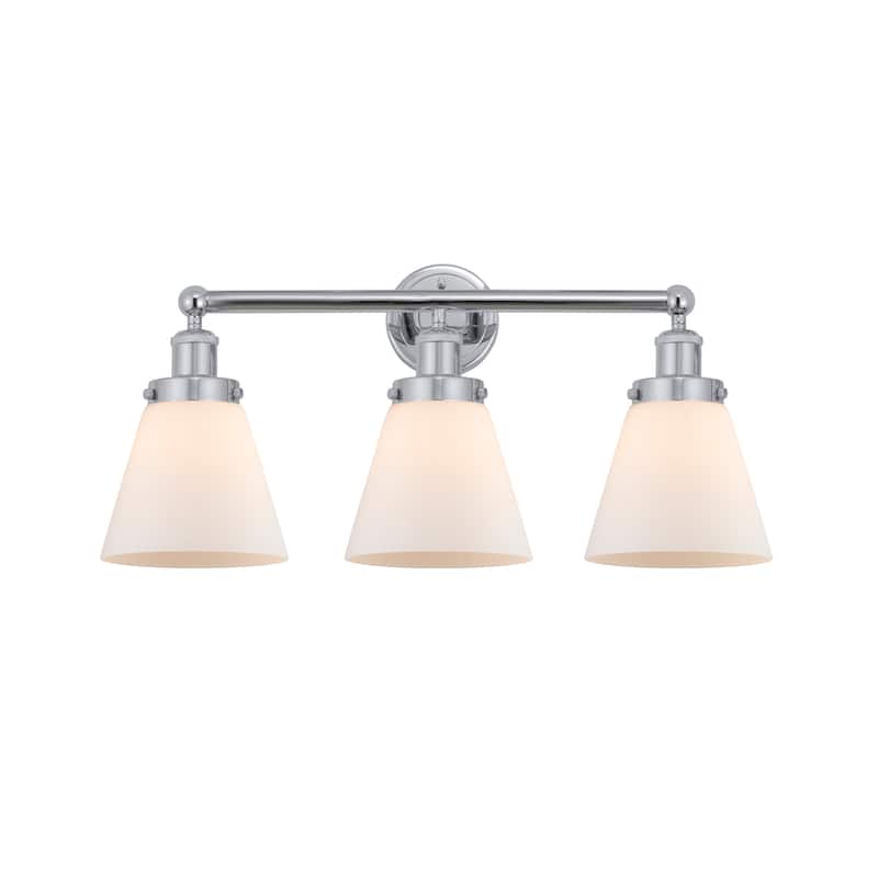 Innovations Lighting 616-3W-10-25 Cone Vanity Cone 3 Light 25" Wide - Polished Chrome / Matte White