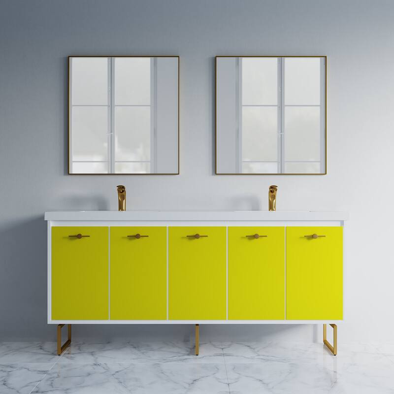 Kennan 72" Double Bathroom Vanity Set with Rectangle Legs