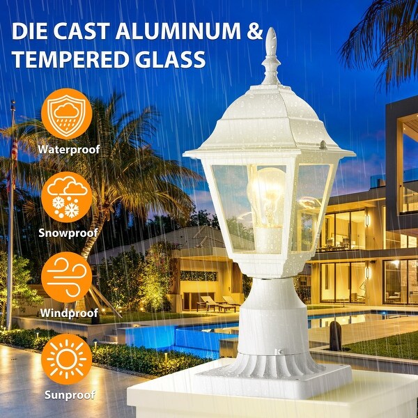 Outdoor Post Light with Pier Mount Adapter 2 Pack Outside Post Lantern White 3242